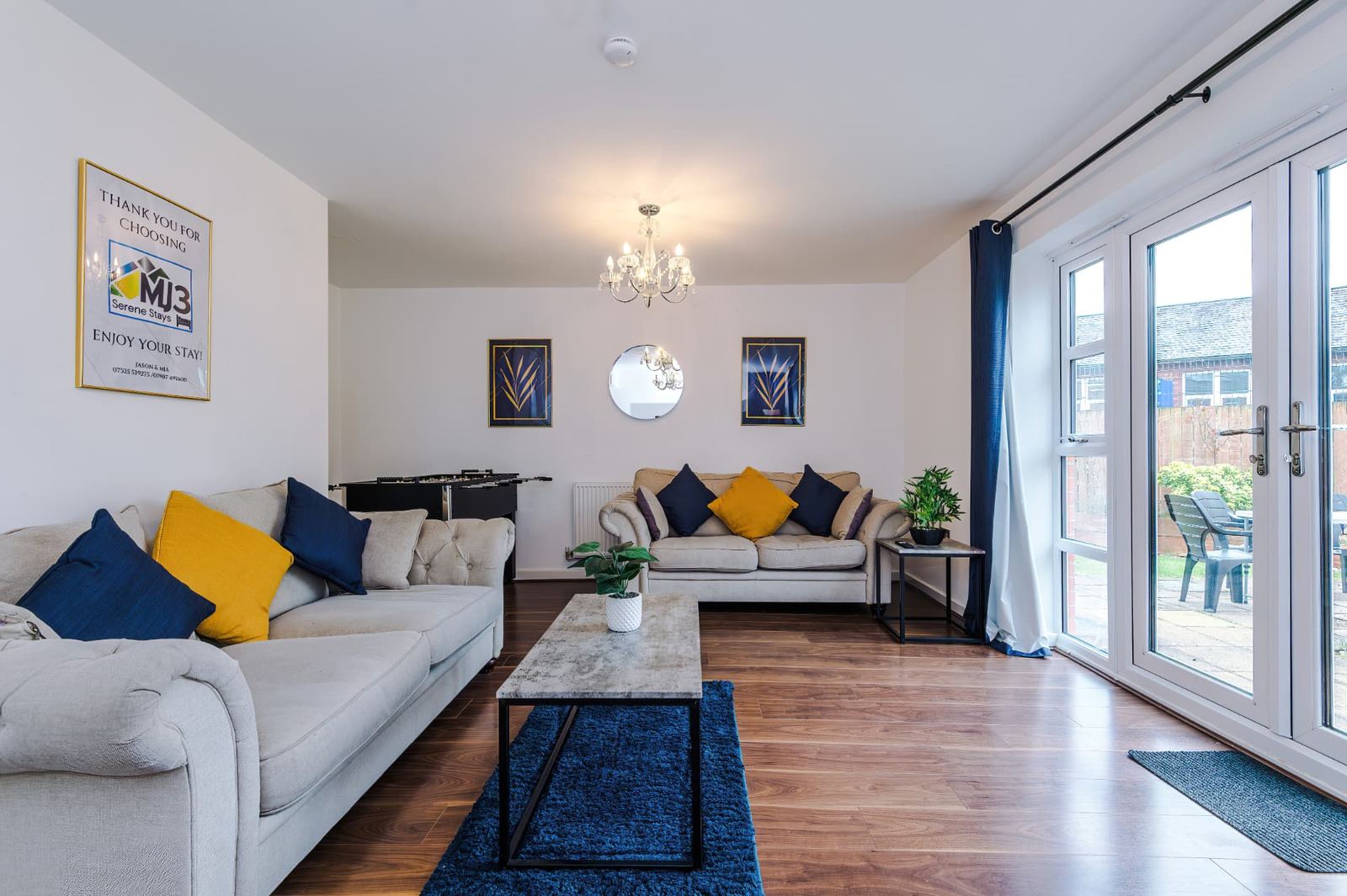 Bright living and dining area in professionally prepared South Manchester workforce accommodation